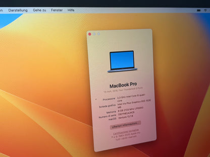 MacBook Pro (Mid 2018) [13,3", Touch Bar, Intel Core i5 2,3GHz, 8GB RAM, 256GB SSD, Intel Iris Plus Graphics 655, macOS] Grigio
