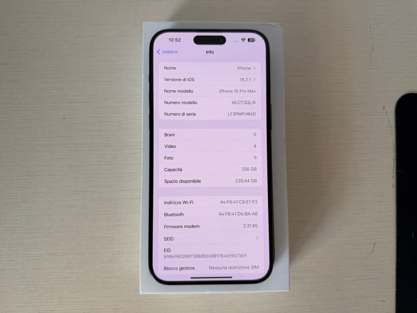 iPhone 15 Pro Max 256GB Titanio Nero