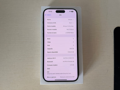 iPhone 15 Pro Max 256GB Titanio Nero