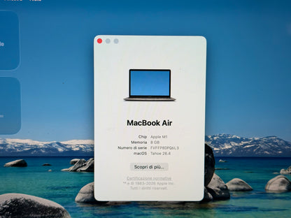 MacBook Air M1 (Late 2020) [13,3", Retina, Apple M1, 8GB RAM, 128GB SSD, Apple 7 Core, macOS] Grigio