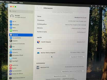MacBook Pro (2019) [13,3", Touch Bar, Intel Core i5 1,4GHz, 8GB RAM, 128GB SSD, Intel Iris Plus Graphics 645, Mac OS X] argento