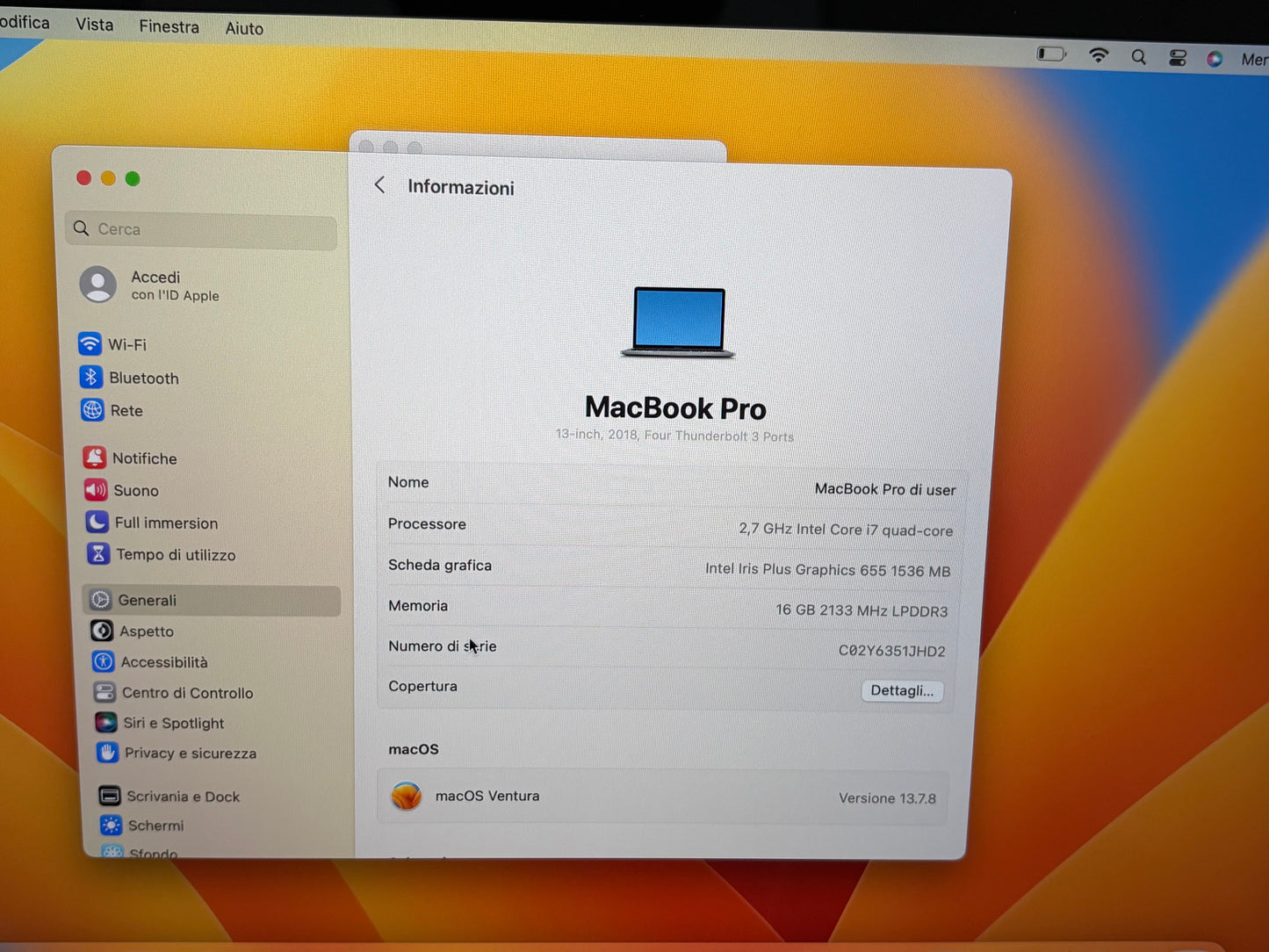 MacBook Pro (2018) [13,3", Touch Bar, Intel Core i7 2,7GHz, 16GB RAM, 512GB SSD, Intel Iris Graphics 655, macOS] Grigio