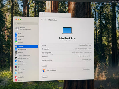 MacBook Pro (2019) [15,4", Touch Bar, Intel Core i9 2,3GHz, 16GB RAM, 512GB SSD, Intel UHD Graphics 630, Mac OS X] Grigio