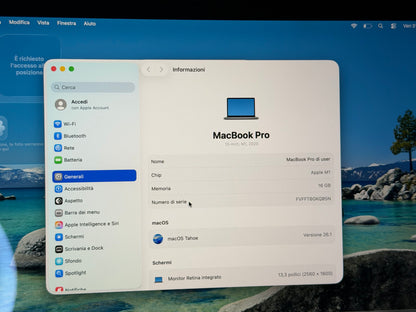 MacBook Pro (2020) M1 [13,3", Touch Bar, Apple M1 3,2GHz, 16GB RAM, 256GB SSD, Apple 8-Core, macOS] Grigio