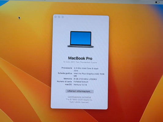 MacBook Pro (2017) [13,3", Touch Bar, Intel Core i5 3,1GHz, 8GB RAM, 256GB SSD, Intel Iris Plus Graphics 650, macOS] grigio