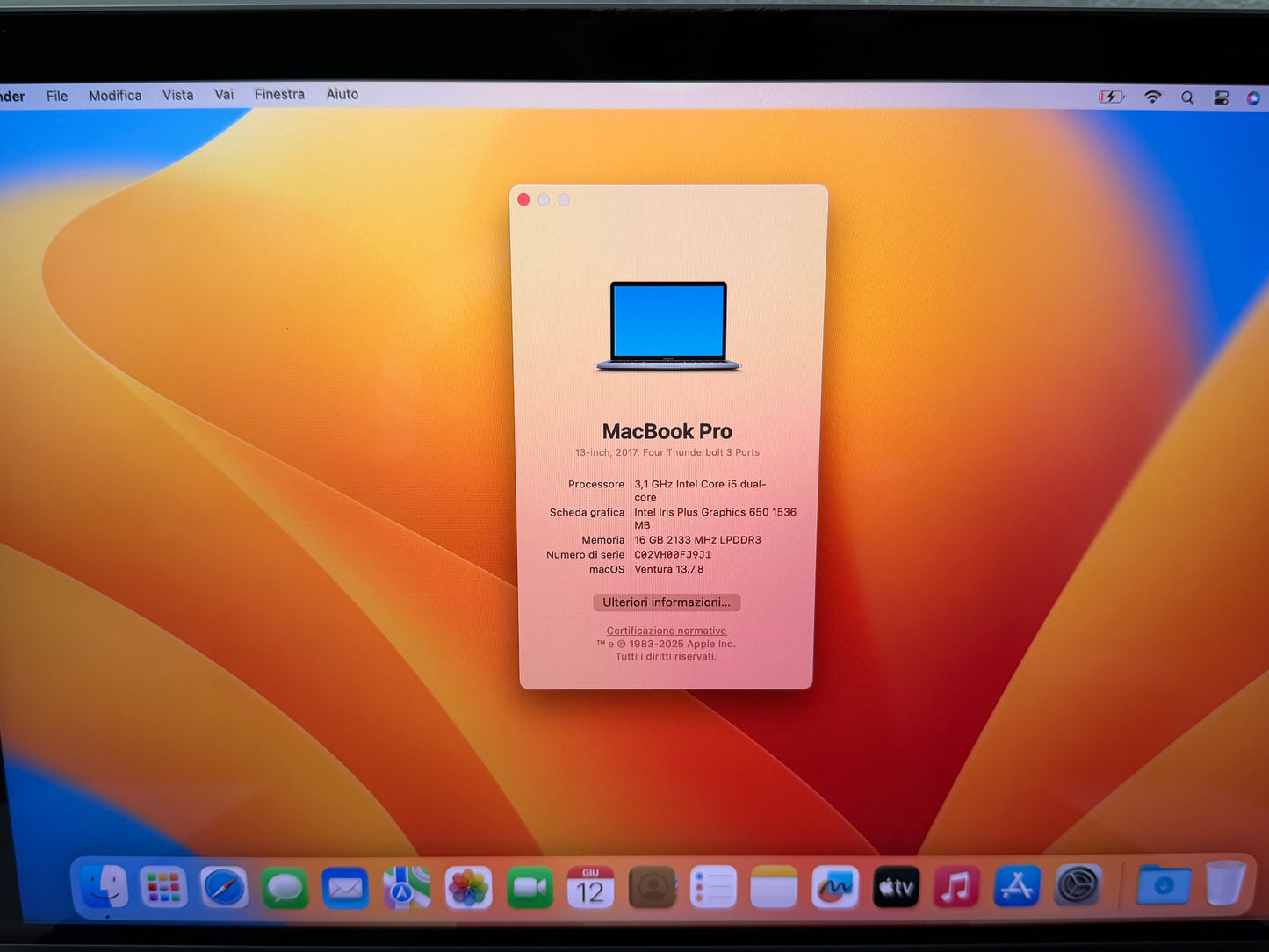 MacBook Pro (2017) [13,3", Intel Core i5 3,1GHz 16GB RAM, 256GB SSD, Intel Iris Plus Graphics 640, macOS] Grigio