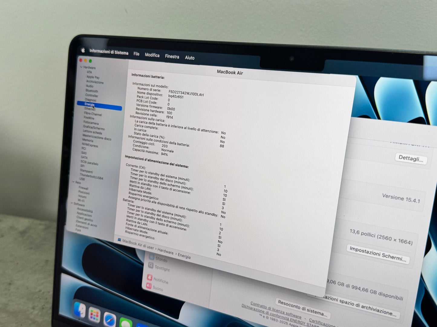 MacBook Air (2022) [13,6" Retina, M2 8 Core 3,2GHz, 16GB RAM, 1TB SSD, 8-CoreGPU, macOS] mezzanotte