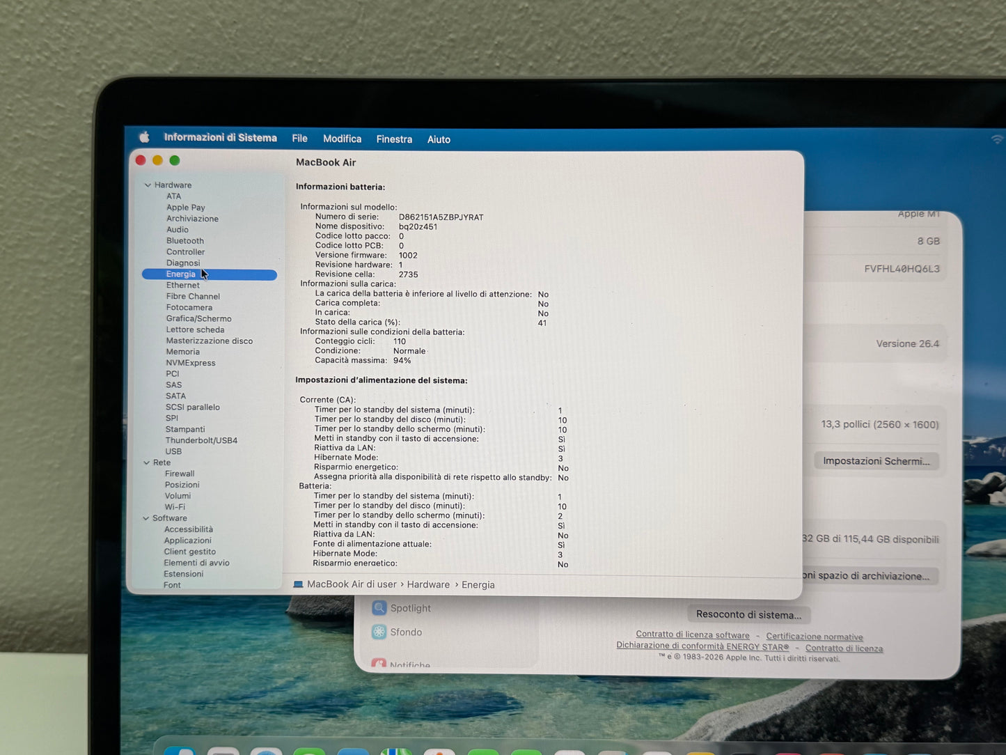 MacBook Air M1 (Late 2020) [13,3", Retina, Apple M1, 8GB RAM, 128GB SSD, Apple 7 Core, macOS] Grigio