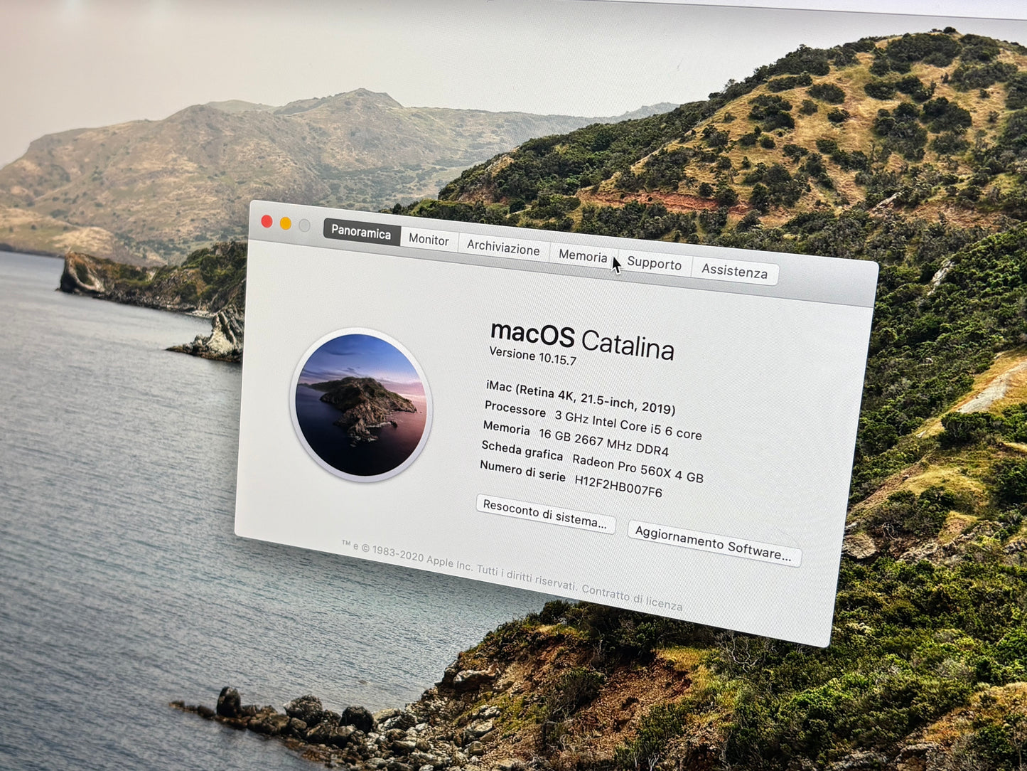 iMac (2019) [21,5", 4K, Retina, Intel Core i5 3,0GHz, 16GB RAM, 256 GB, AMD Radeon Pro 560X, macOS] argento