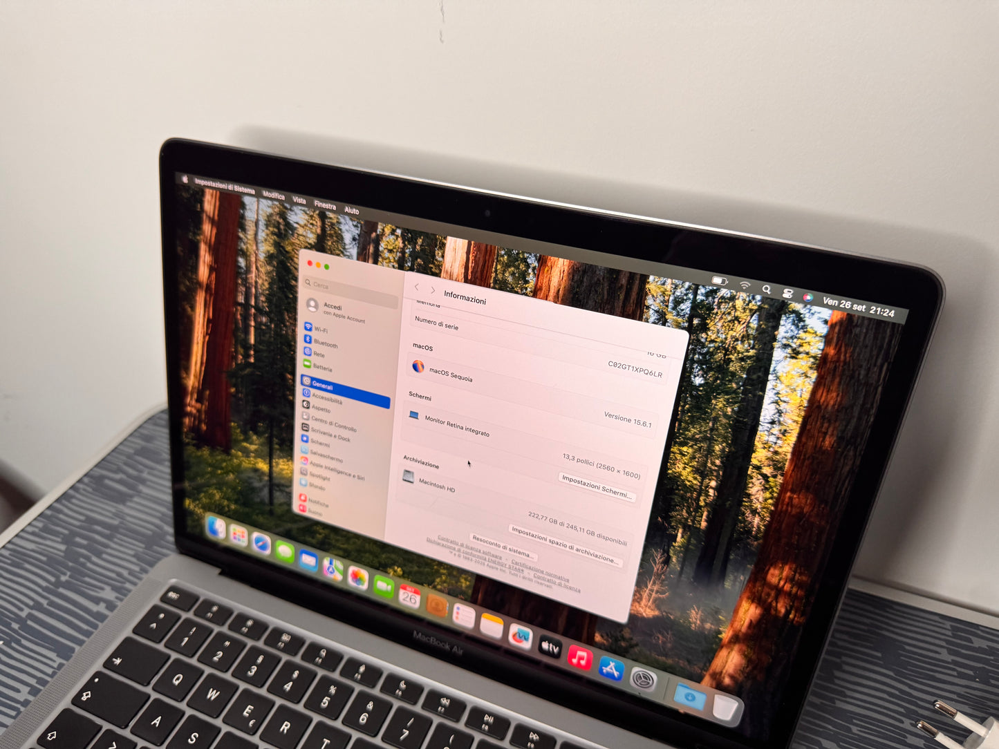 MacBook Air M1 (Late 2020) [13,3", Retina, Apple M1, 16GB RAM, 256GB SSD, Apple 7 Core, macOS] Argento