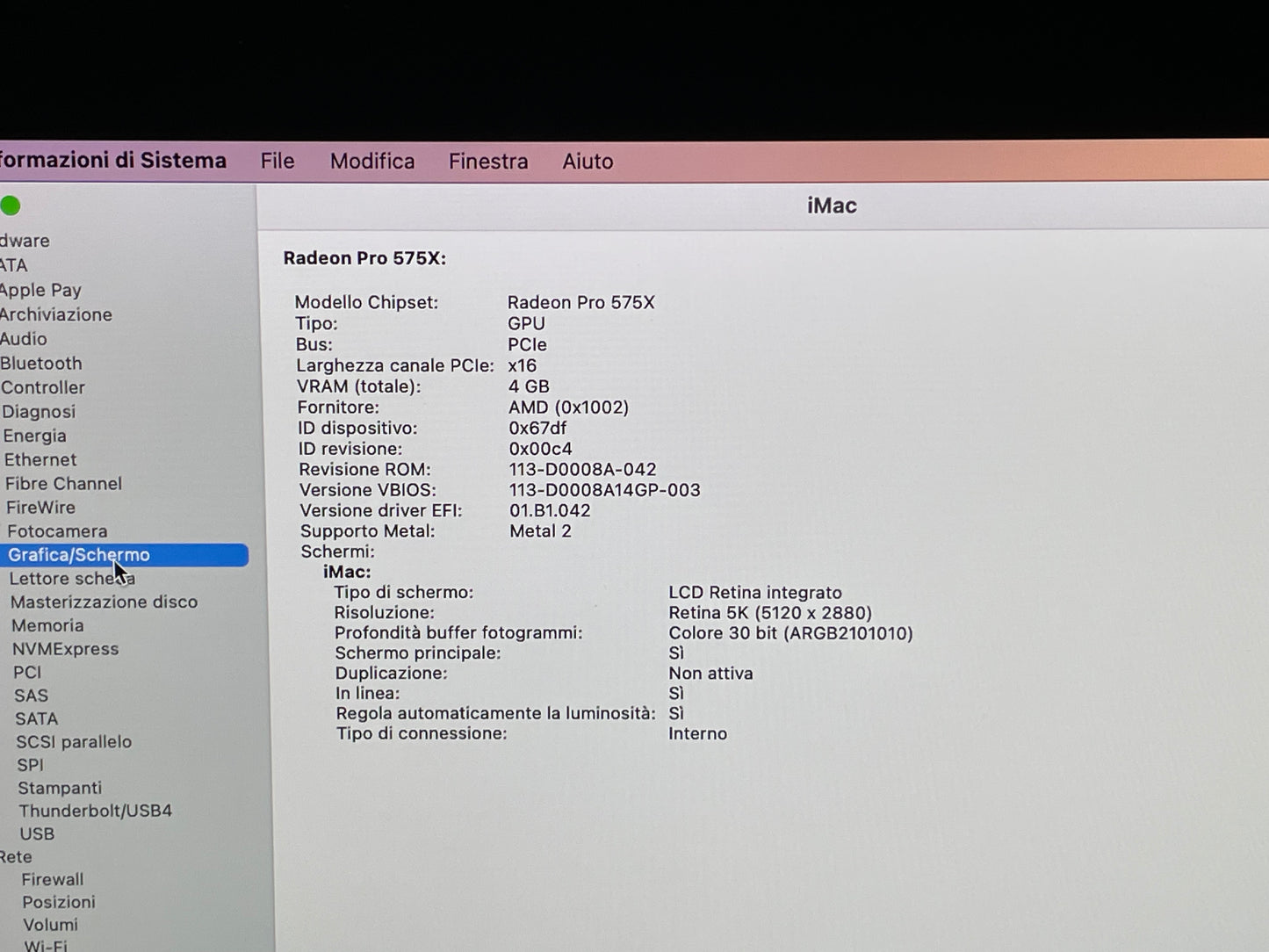 iMac (2019) [27", i5 3.1GHz, 16GB RAM, 1TB SSD, Radeon Pr0 575X 4GB, macOS] argento