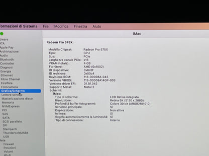 iMac (2019) [27", i5 3.1GHz, 16GB RAM, 1TB SSD, Radeon Pr0 575X 4GB, macOS] argento