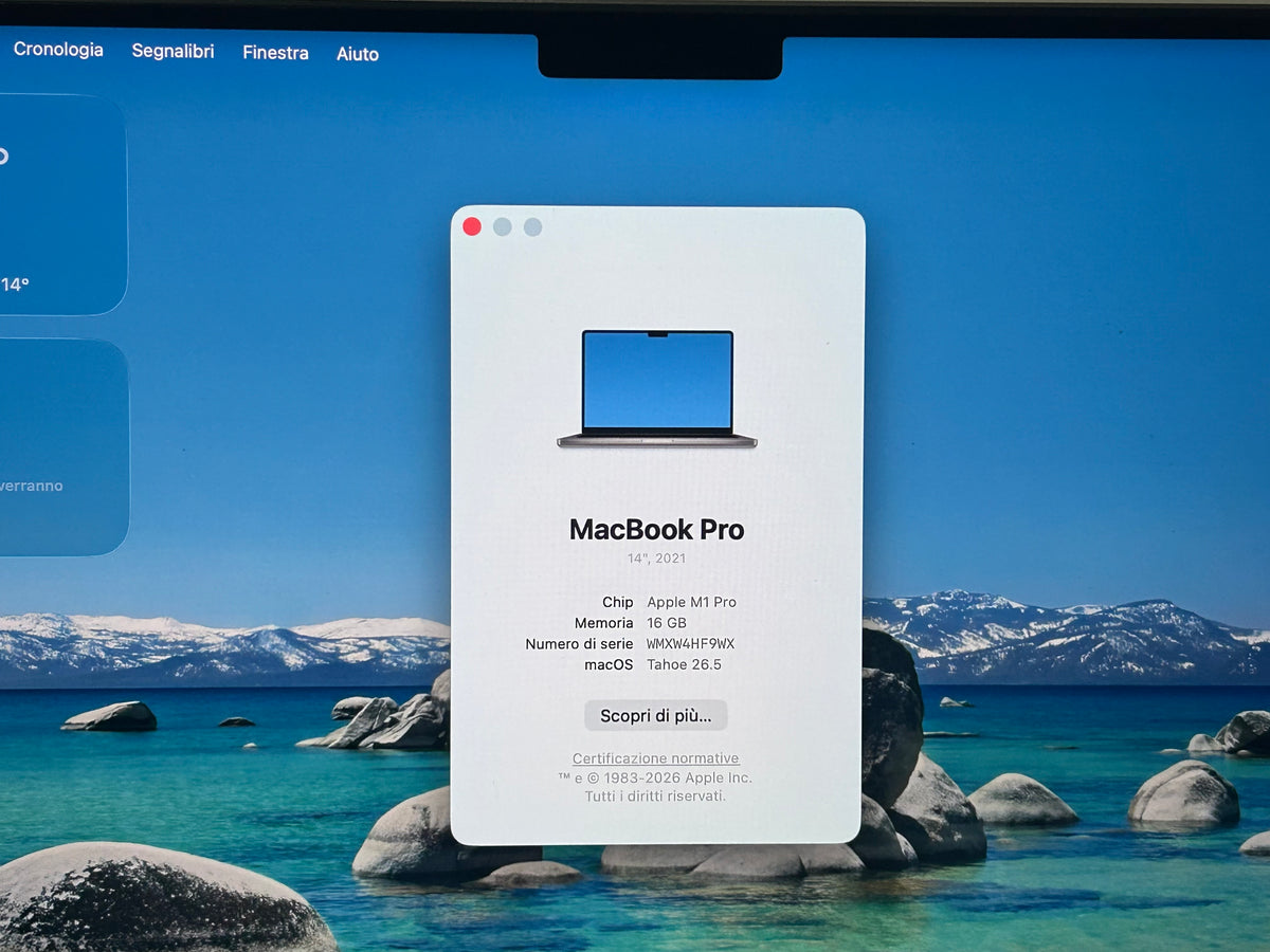 MacBook Pro (2021) [14,2", Apple M1 Pro 8 Core, 16GB RAM, 512GB SSD, Apple 14 Core, macOS] grigio