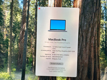 MacBook Pro (2020) [13,3", Touch Bar, Intel Core i5 1,4GHz, 8GB RAM, 256GB SSD, Intel Iris Plus Graphics, macOS] Grigio