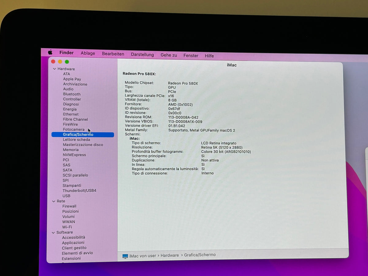 iMac (2019) [27", 5K, Retina, Intel Core i5 3,7GHz, 48GB RAM, 3TB Fusion Drive + 128GB SSD, AMD Radeon Pro 580X, macOS] argento