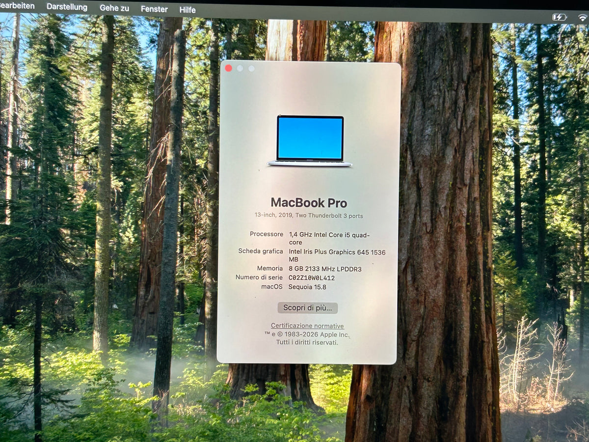 MacBook Pro (2019) [13,3", Touch Bar, Intel Core i5 1,4GHz, 8GB RAM, 256GB SSD, Intel Iris Plus Graphics 645, Mac OS X] Grigio