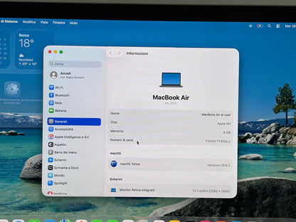MacBook Air M1 (Late 2020) [13,3", Retina, Apple M1, 8GB RAM, 256GB SSD, Apple 7 Core, macOS] Grigio