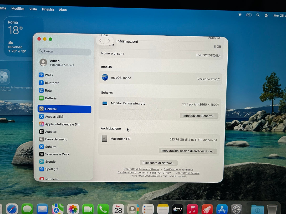 MacBook Air M1 (Late 2020) [13,3", Retina, Apple M1, 8GB RAM, 256GB SSD, Apple 7 Core, macOS] Grigio