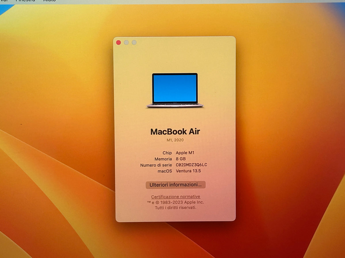 MacBook Air M1 (Late 2020) [13,3", Retina, Apple M1, 8GB RAM, 256GB SSD, Apple 7 Core, macOS] Oro