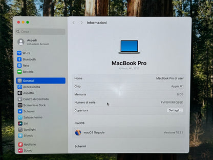 MacBook Pro (2020) M1 [13,3", Touch Bar, Apple M1 3,2GHz, 8GB RAM, 256GB SSD, Apple 8 Core, macOS] Grigio