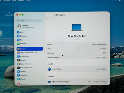 MacBook Air M1 (Late 2020) [13,3", Retina, Apple M1, 8GB RAM, 256GB SSD, Apple 7 Core, macOS] Grigio