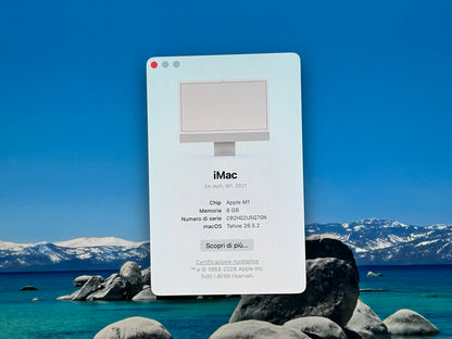 iMac (Mid 2021) [24", Apple M1 8 Core CPU, 8GB RAM, 256GB SSD, Apple 8 Core, macOS] Argento