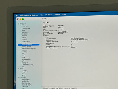 iMac (Mid 2021) [24", Apple M1 8 Core CPU, 8GB RAM, 256GB SSD, Apple 8 Core, macOS] Argento