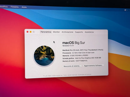 MacBook Pro (2017) [13,3", Touch Bar, Intel Core i5 3,1GHz, 8GB RAM, 256GB SSD, Intel Iris Plus Graphics 650, macOS] grigio