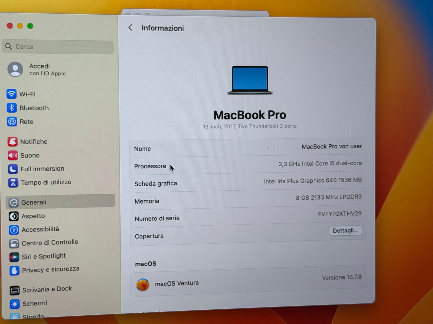 MacBook Pro (2017) [13,3", Intel Core i5 2,3GHz, 8GB RAM, 256GB SSD, Intel Iris Plus Graphics 640, macOS] Grigio