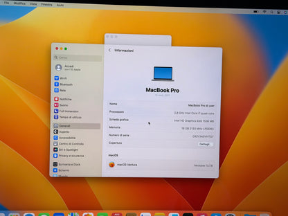 MacBook Pro (Mid 2017) [15,4", Touch Bar, Intel Core i7 2,8GHz, 16GB RAM, 256GB SSD, Intel HD Graphics 630 + AMD Radeon Pro 555, macOS] argento