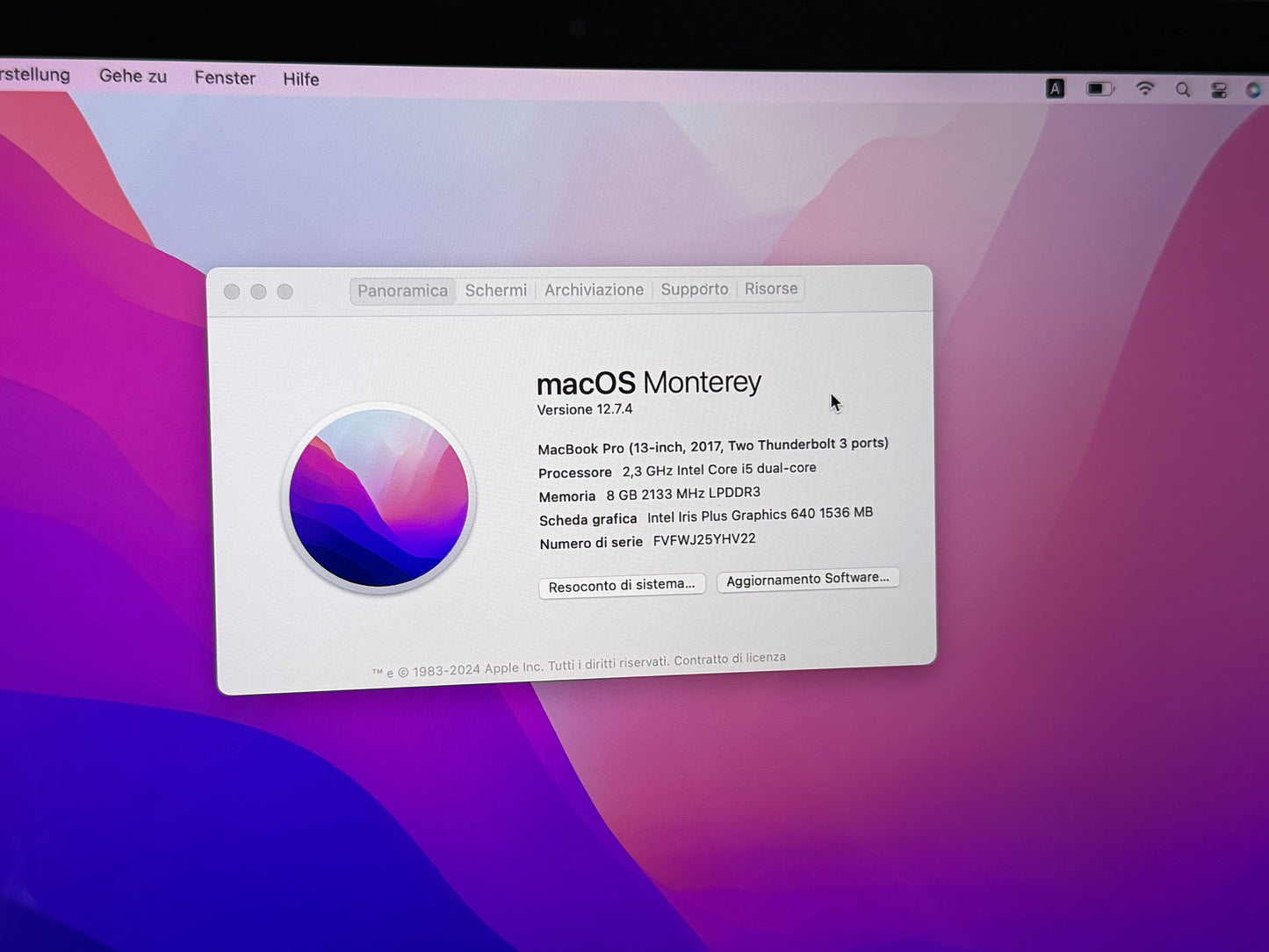 MacBook Pro (2017) [13,3", Intel Core i5 2,3GHz, 8GB RAM, 128GB SSD, Intel Iris Plus Graphics 640, macOS] GRIGIO