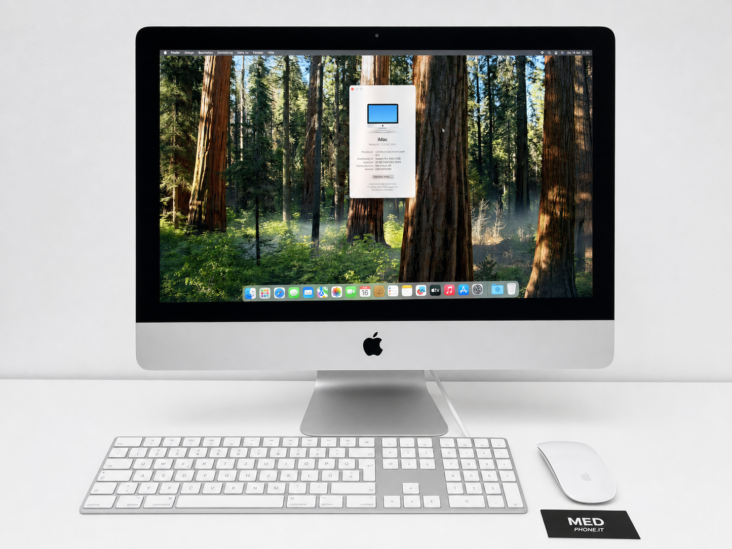 iMac (2019) [21,5", 4K, Retina, Intel Core i5 3,0GHz, 16GB RAM, 256 GB, AMD Radeon Pro 560X, macOS] argento